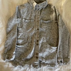 Kancan Signature leopard denim jacket